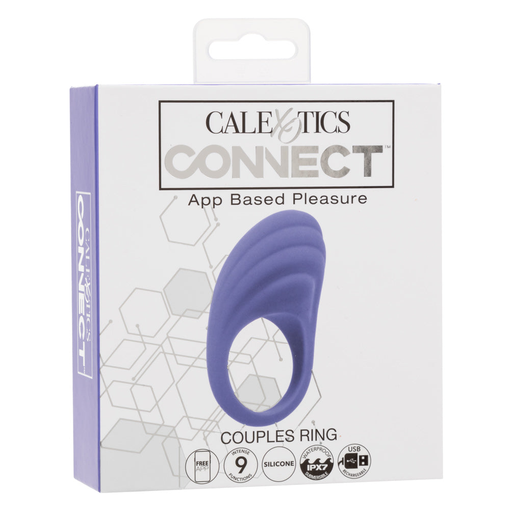 CalExotics Connect Couples Ring Blue Silicone App Controlled Waterproof Size Medium