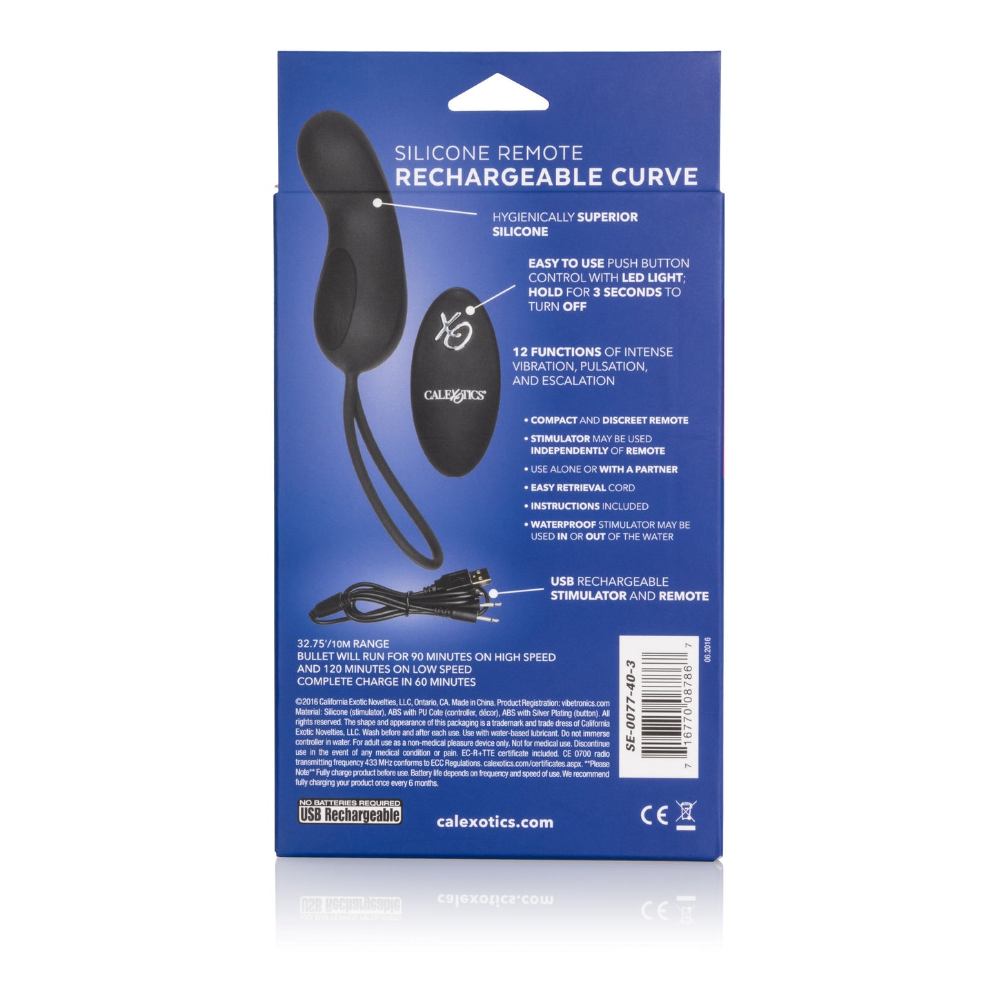Silicone Remote Curve Mini Massager Black with 12 Vibration Modes and Waterproof Design