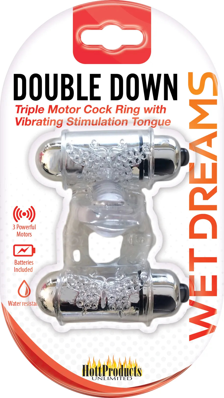 Wet Dreams Double Down – Water-Resistant Triple Motor Vibrating Cock Ring