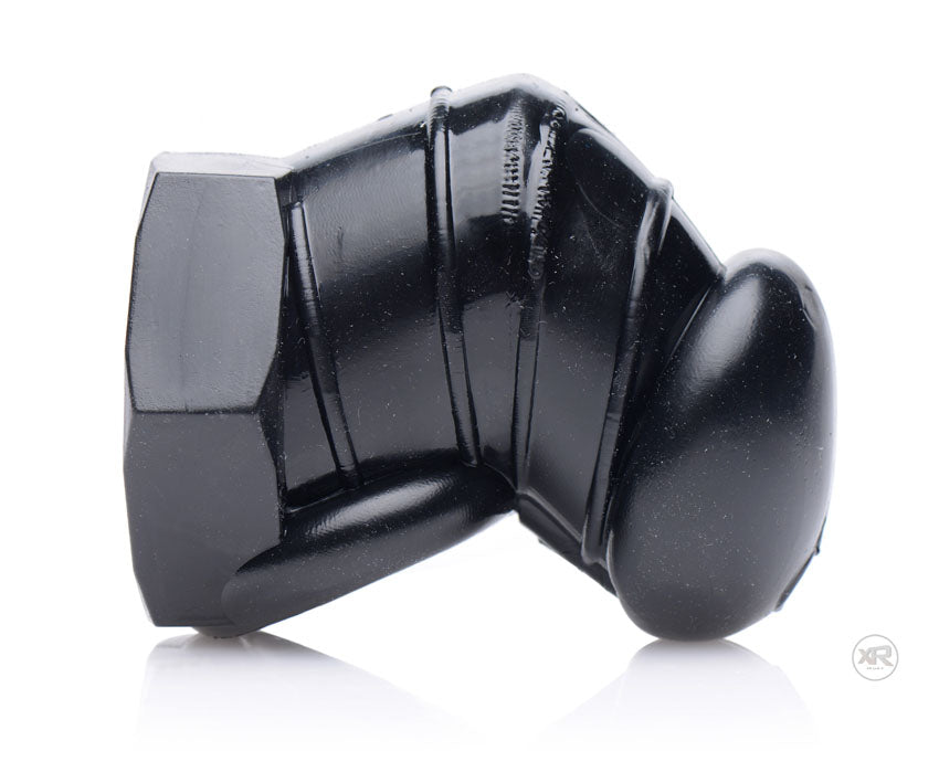 Master Series Detained Restrictive Chastity Cage (Black) – Rubber Chastity Device with Nubs