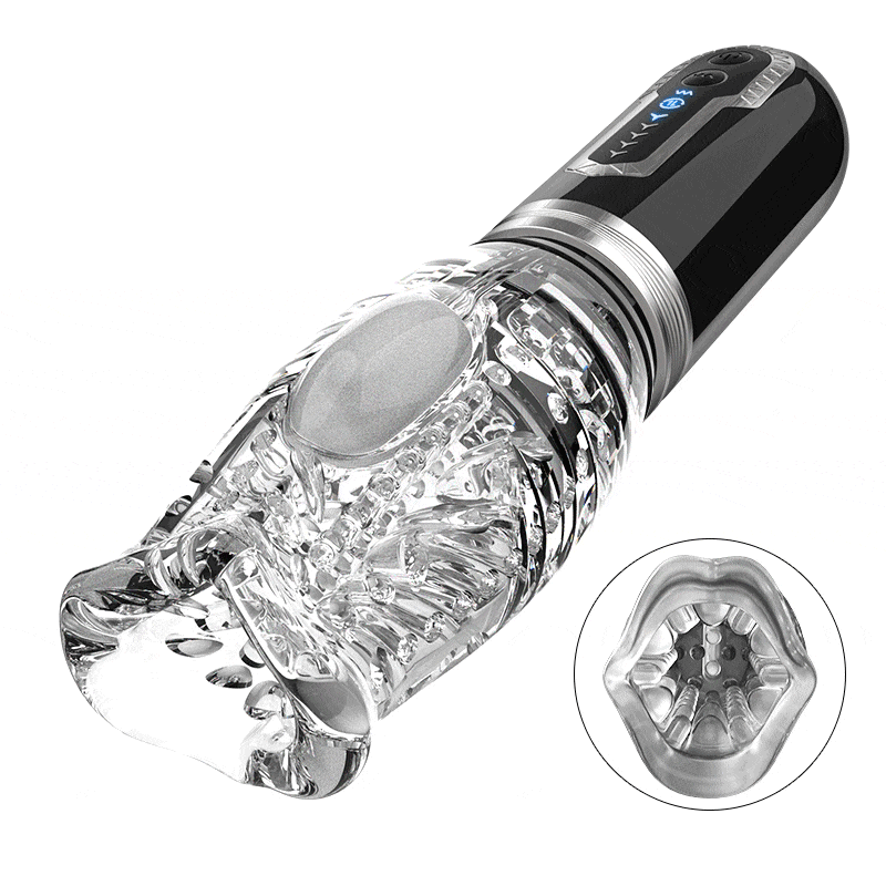 Amber - Telescopic Rotation Male Stroker Transparent Masturbation Cup