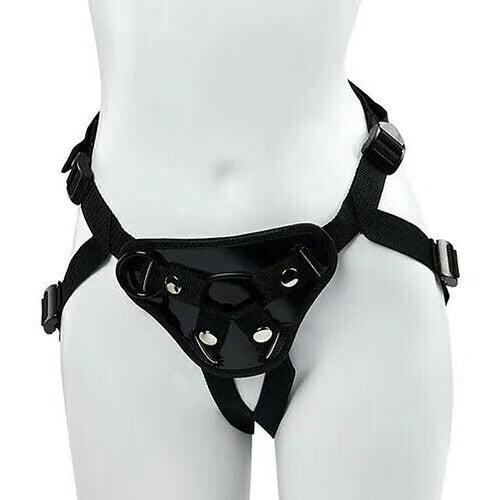 Acmejoy - Adjustable Strap-On Harness with Two Different Sizes O-rings Black Lube & Essential