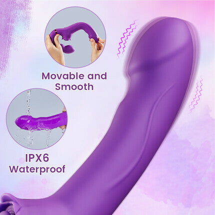 Loria - for Couples 10 Tapping & Vibrating G-spot Clit Stimulator Strapless Double-ended Remote Control Dildo Vibrators