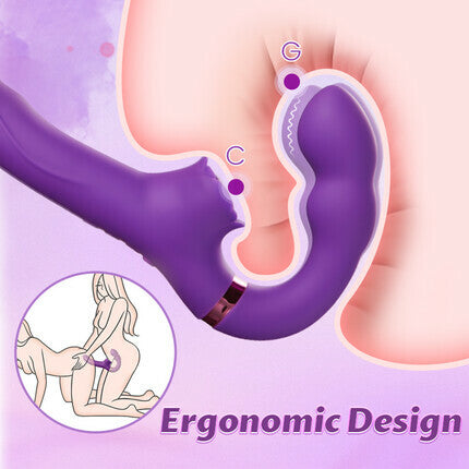 Loria - for Couples 10 Tapping & Vibrating G-spot Clit Stimulator Strapless Double-ended Remote Control Dildo Vibrators
