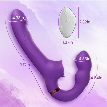 Loria - for Couples 10 Tapping & Vibrating G-spot Clit Stimulator Strapless Double-ended Remote Control Dildo Vibrators
