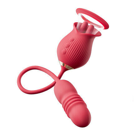 Acmejoy Rose 10 Tongue Licking & Thrusting Dildo Vibrator Clitoris and Nipple Stimulator Vibrators