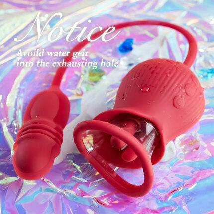 Acmejoy Rose 10 Tongue Licking & Thrusting Dildo Vibrator Clitoris and Nipple Stimulator Vibrators