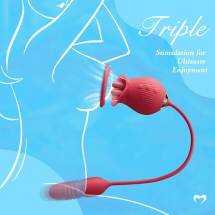Acmejoy Rose 10 Tongue Licking & Thrusting Dildo Vibrator Clitoris and Nipple Stimulator Vibrators