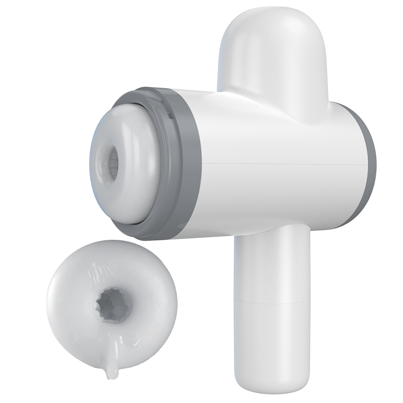 Acmejoy - Automatic Lubrication 8 Thrusting & Sucking Handheld Male Stroker White Masturbation Cup