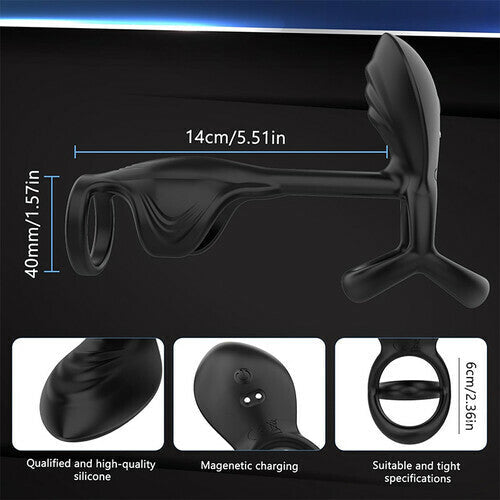 Acmejoy - Couple Use APP Control 10 Vibrating Male Silicone Penis Ring Penis Rings