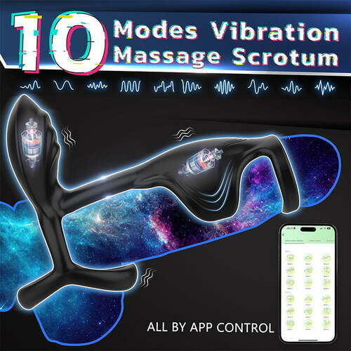 Acmejoy - Couple Use APP Control 10 Vibrating Male Silicone Penis Ring Penis Rings