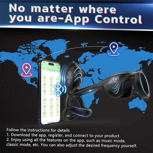 Acmejoy - Couple Use APP Control 10 Vibrating Male Silicone Penis Ring Penis Rings