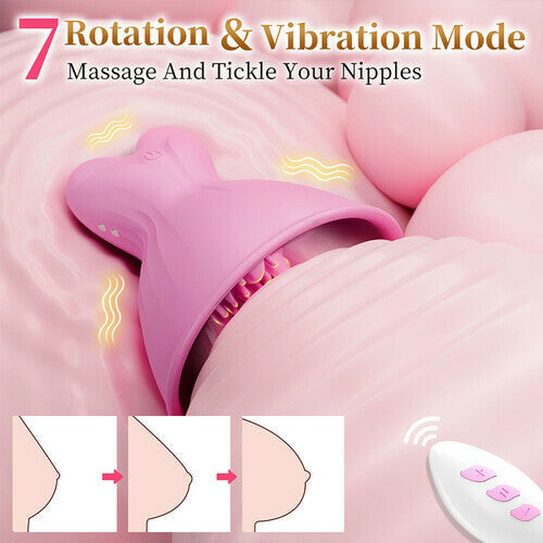 Acmejoy - 7 Vibrating & Rotation Nipple Toys with Replaceable Message Head Vibrators