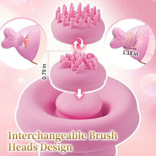 Acmejoy - 7 Vibrating & Rotation Nipple Toys with Replaceable Message Head Vibrators