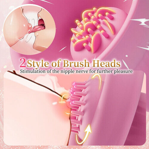 Acmejoy - 7 Vibrating & Rotation Nipple Toys with Replaceable Message Head Vibrators