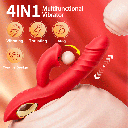 Chloe - 4 In 1 Thrusting & Licking Biting G-spot Vibrator Tongue Clitoral Stimulator Vibrators