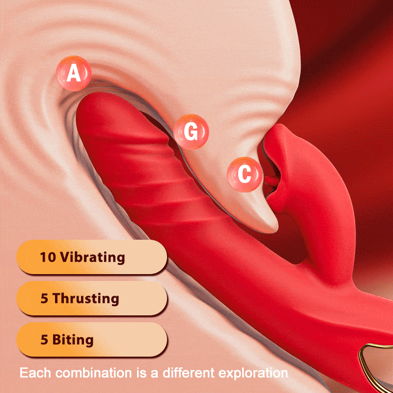 Chloe - 4 In 1 Thrusting & Licking Biting G-spot Vibrator Tongue Clitoral Stimulator Vibrators