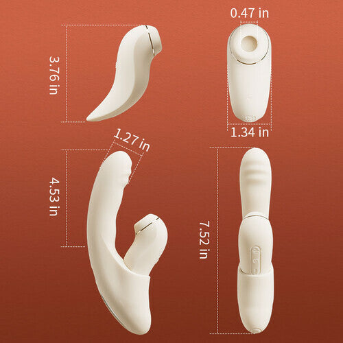 Acmejoy - 4 IN 1 APP Control Thrusting Sucking Heating G-spot Vibrators Detachable Stimulator Vibrators