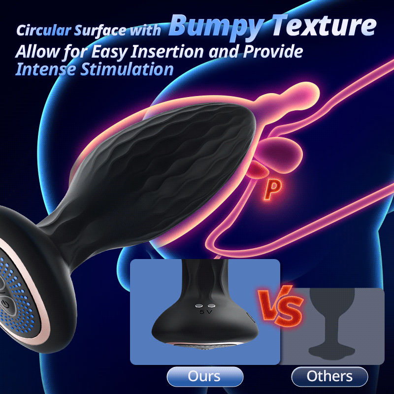 LED Light 360° Rotation & Vibration Remote Control Anal Plug For Solo or Couple Anal Toys