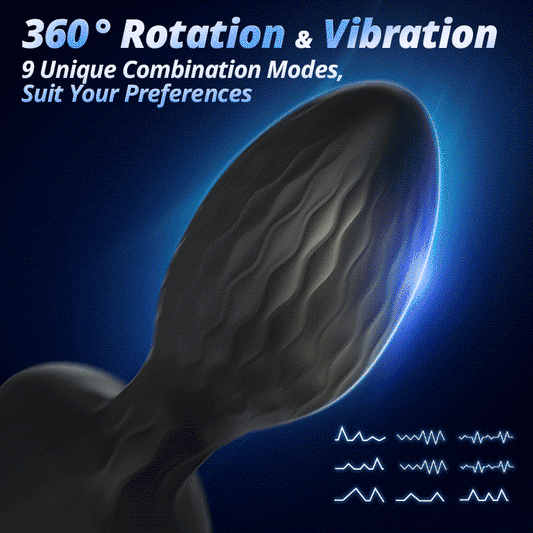 LED Light 360° Rotation & Vibration Remote Control Anal Plug For Solo or Couple Anal Toys