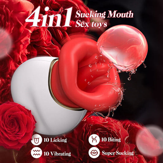 Seraphina - Mouth Tongue 4 In 1 Licking& Biting & Sucking & Vibrating Clitoral Vibrator Vibrators
