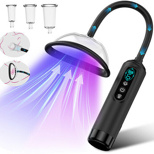 Acmejoy - Automatic Vacuum Nipple Pump & Vagina Pussy Pump With 5 Cups Black Vibrators