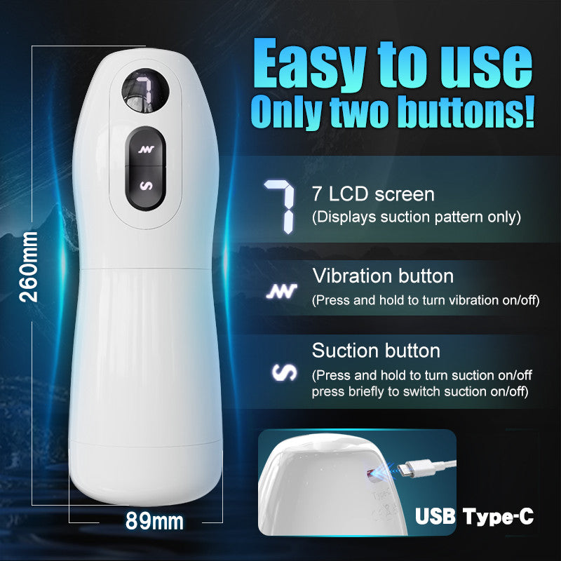 7-Mode Vibrating Automatic Male Stroker with Realistic Lip Entrance & Textured Tunnel Masturbation Cup