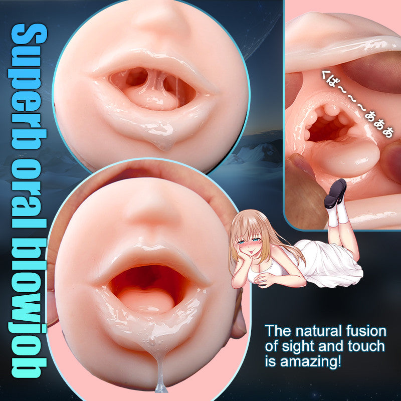 7-Mode Vibrating Automatic Male Stroker with Realistic Lip Entrance & Textured Tunnel Masturbation Cup