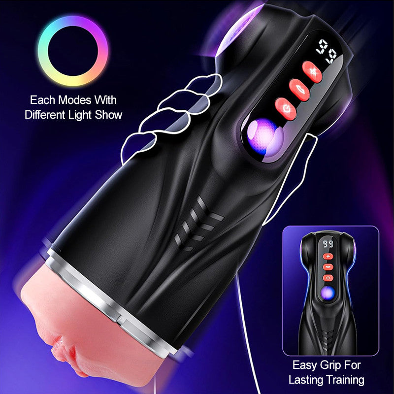 Daphne - 3 Sleeves Pocket Pussy Penis Pump with 9 Sucking & 9 Vibrating Male Stroker Masturbation Cup
