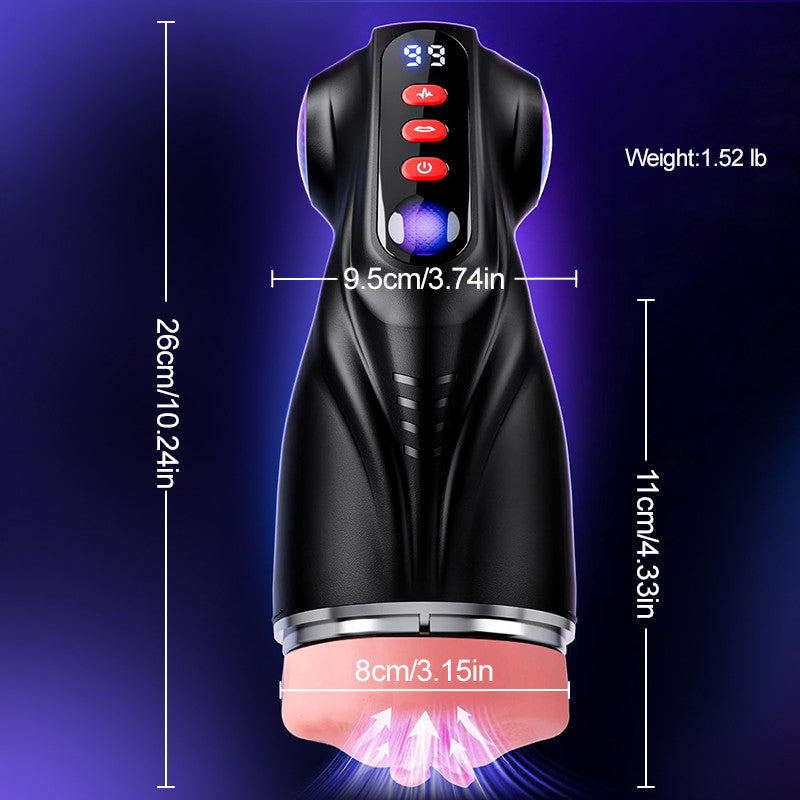 Daphne - 3 Sleeves Pocket Pussy Penis Pump with 9 Sucking & 9 Vibrating Male Stroker Masturbation Cup