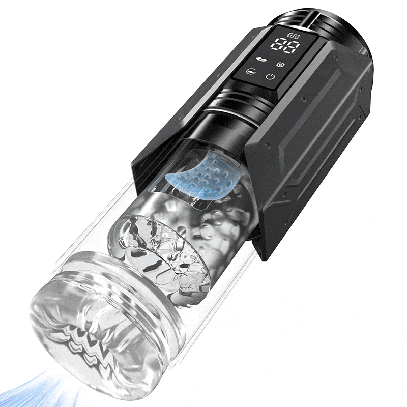 King - 7 Mode Vacuum Thrusting & Sucking & Vibrating Masturbator with LCD Display Gray