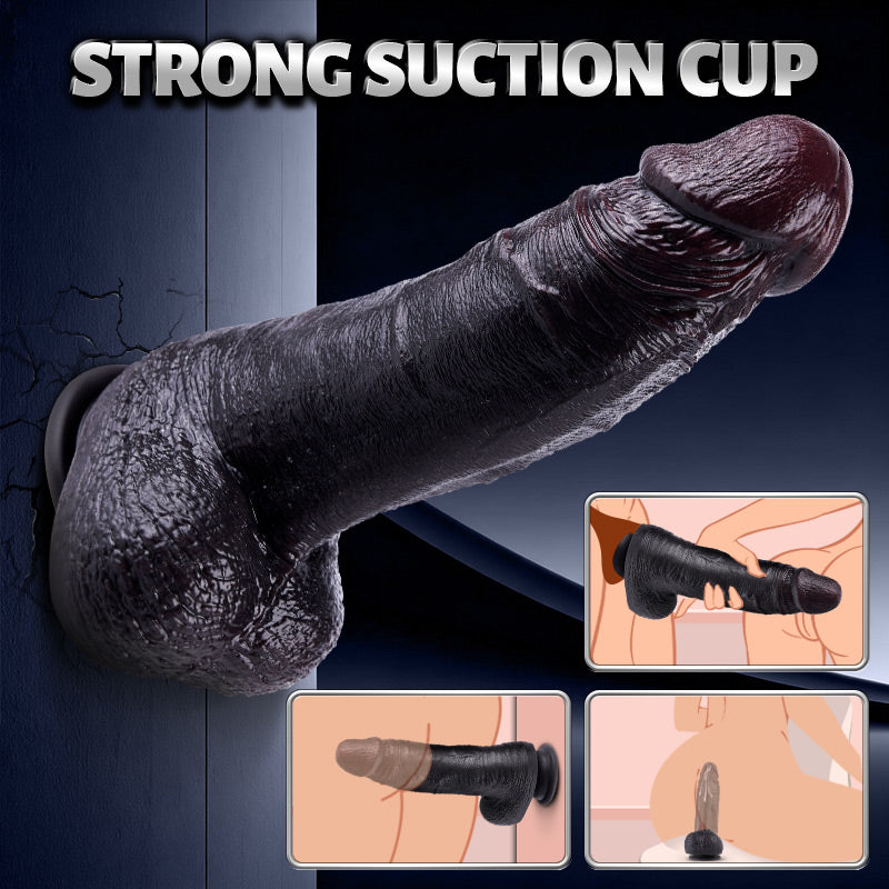 Kronos - 8.27'' Thick Black Thrusting Dildo with Heating, Intense Girth for Deep Filling Stretch Dildos