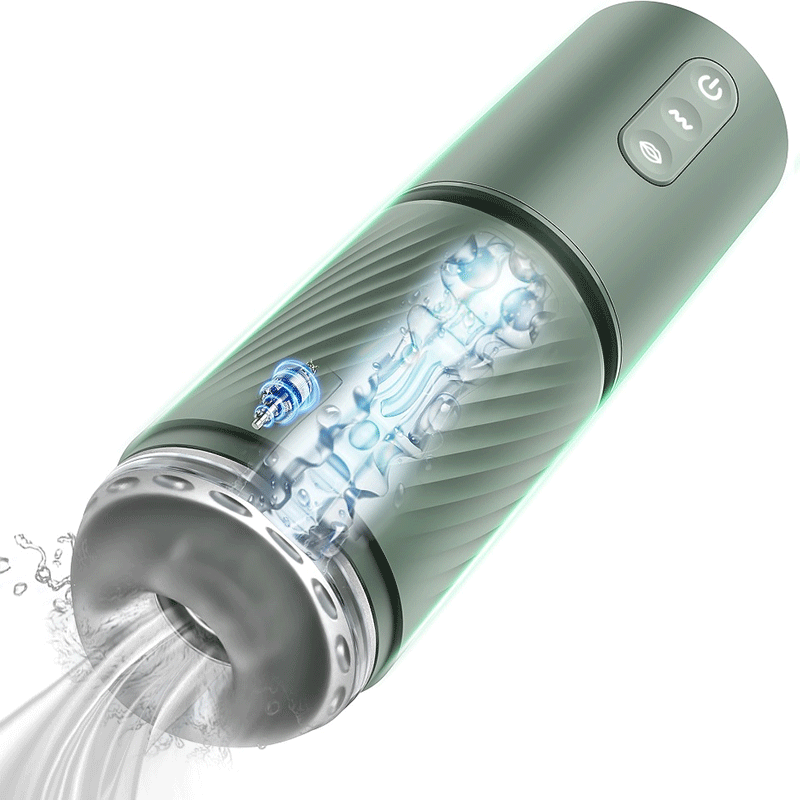 Abyss - 10 Suction & 10 Vibration Vacuum Penis Pump Enlargement Pump Male Stroker Green Masturbation Cup