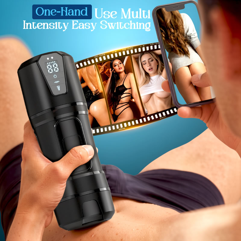 Challenger - 5 Suction 10 Vibration Male Masturbation Multi-Speed Adjustable Realistic TPE Sleeve IPX7 Waterproof Stroker Masturbation Cup