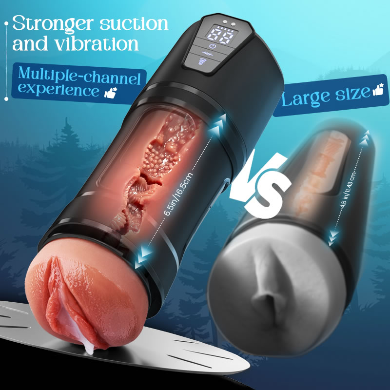 Challenger - 5 Suction 10 Vibration Male Masturbation Multi-Speed Adjustable Realistic TPE Sleeve IPX7 Waterproof Stroker Masturbation Cup
