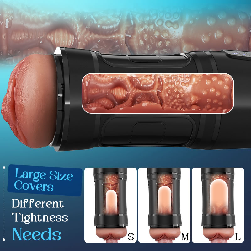 Challenger - 5 Suction 10 Vibration Male Masturbation Multi-Speed Adjustable Realistic TPE Sleeve IPX7 Waterproof Stroker Masturbation Cup