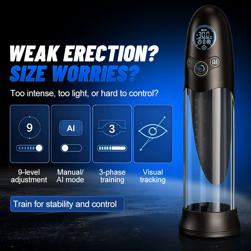 BathFun Pro - AI Pressure-Controlled 9 Vacuum Training LCD Real-Time Pressure Display 58dB Penis Pump Penis Pumps