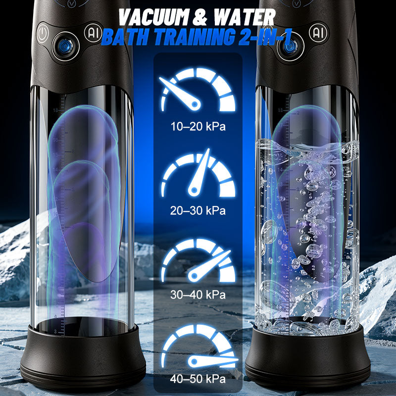 BathFun Pro - AI Pressure-Controlled 9 Vacuum Training LCD Real-Time Pressure Display 58dB Penis Pump Penis Pumps