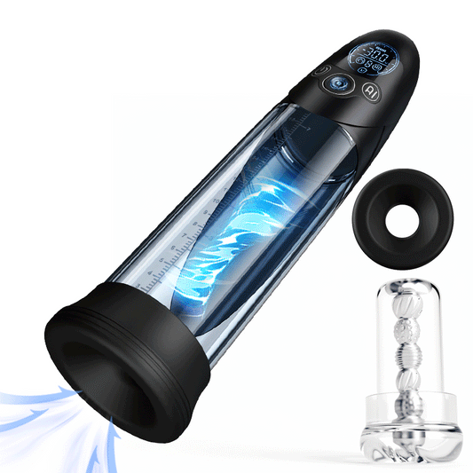 BathFun Pro - AI Pressure-Controlled 9 Vacuum Training LCD Real-Time Pressure Display 58dB Penis Pump Black Penis Pumps