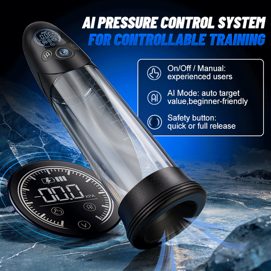 BathFun Pro - AI Pressure-Controlled 9 Vacuum Training LCD Real-Time Pressure Display 58dB Penis Pump Penis Pumps