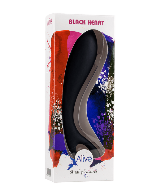 Alive Black Heart Black Silicone Stimulator for Anal Pleasures