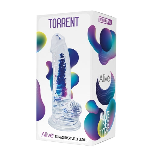 Alive Torrent Jelly Dildo 8 Inch Transparent Extra Slippery Super Soft
