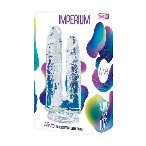Alive Imperium Jelly Dildo 5" & 4" Transparent Hypoallergenic Waterproof Double Penetration