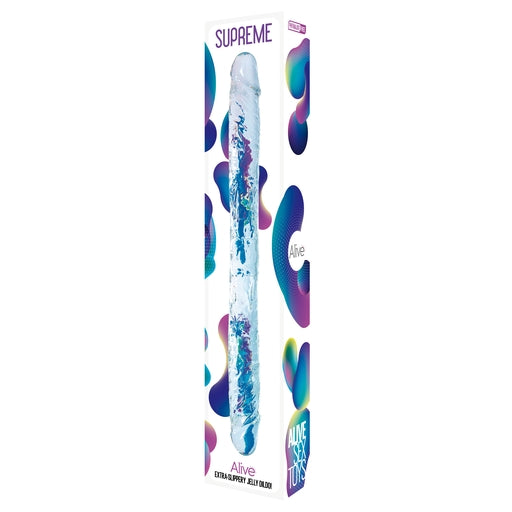 Alive Supreme Jelly Dildo 15 Inch Translucent Double Dong Flexible Waterproof