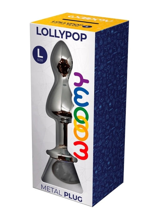 Wooomy Lollypop Double Ball Metal Plug Large White 10.5 cm by 3.5 cm