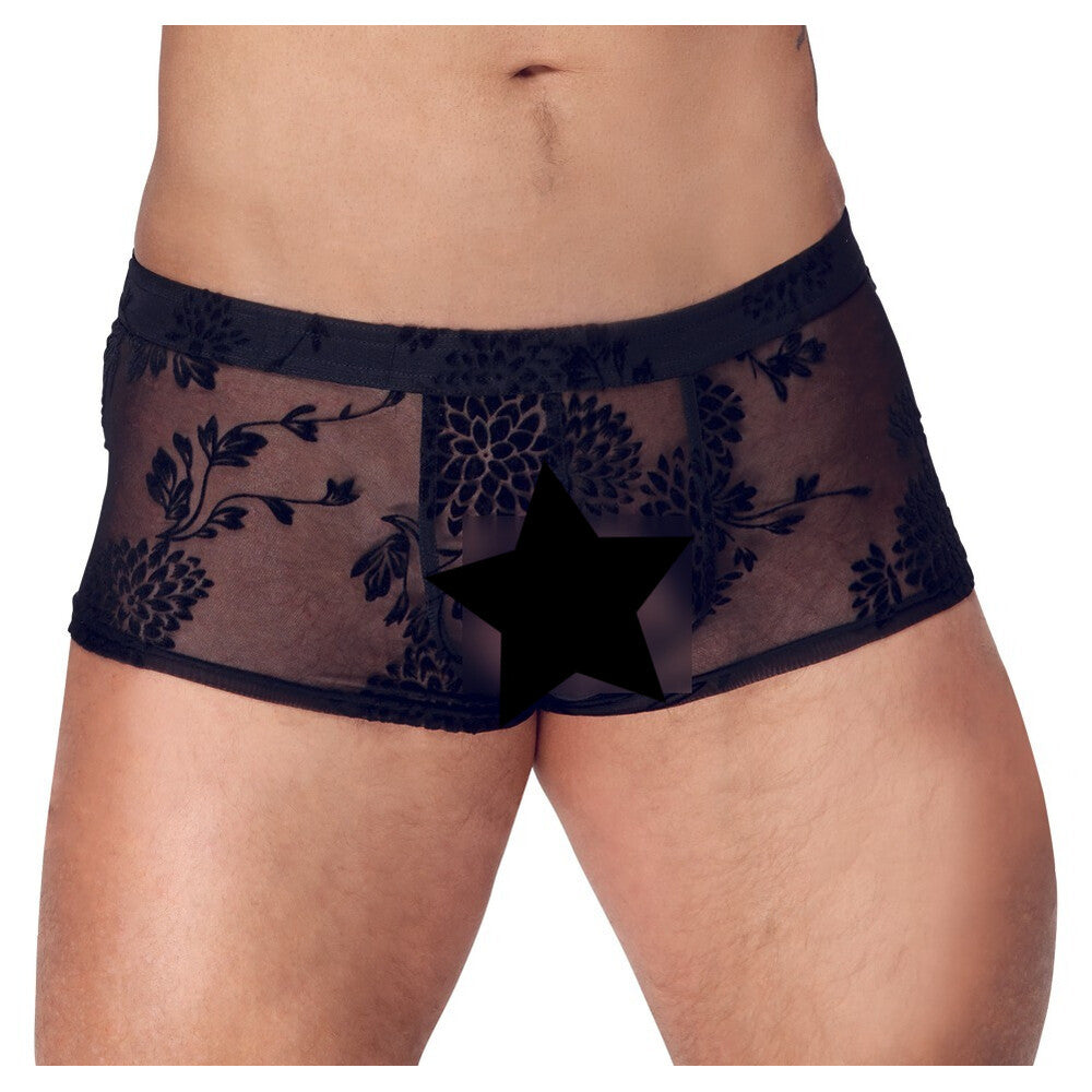 Noir Sheer Floral Lace Pants – Transparent Stretch Lingerie Pants