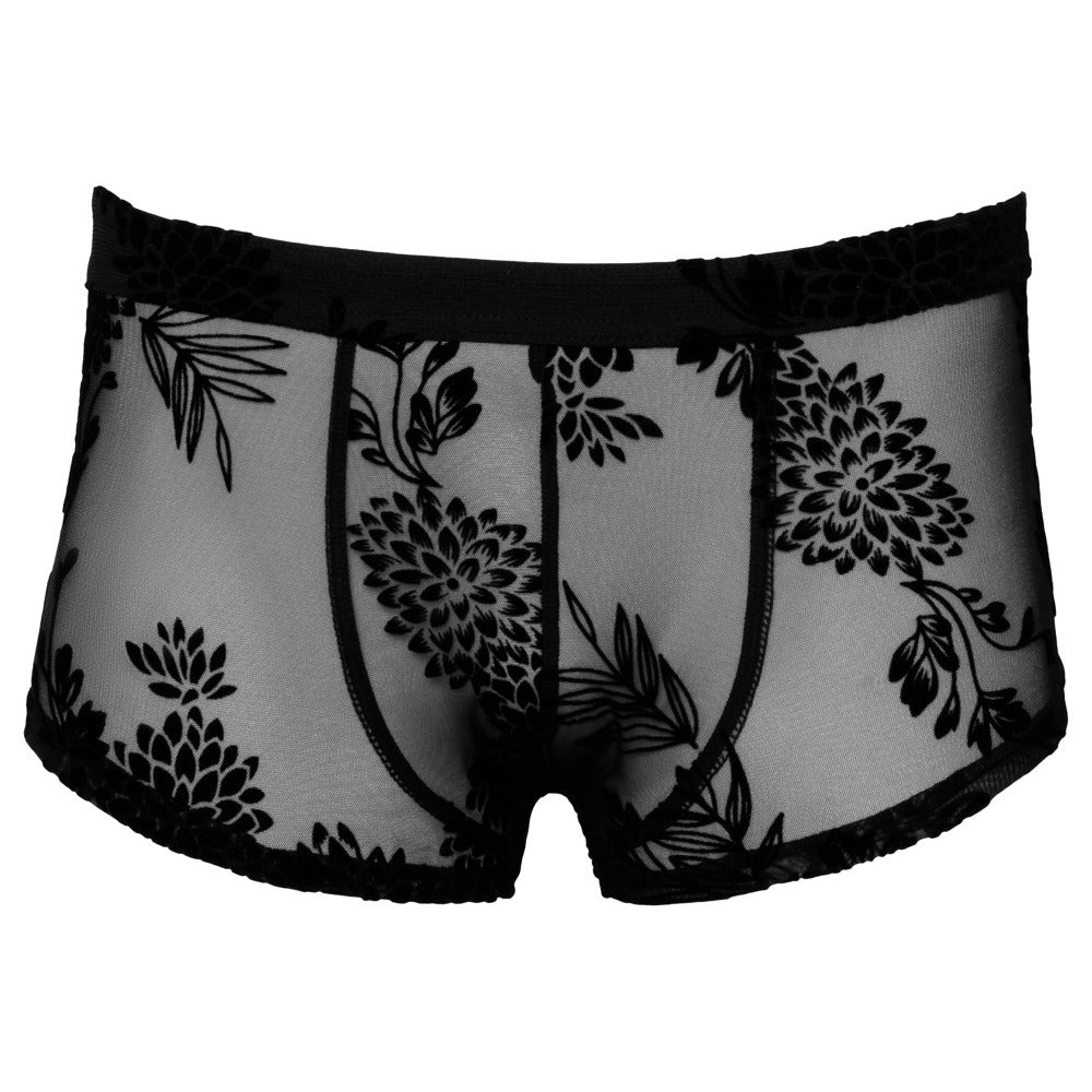 Noir Sheer Floral Lace Pants – Transparent Stretch Lingerie Pants