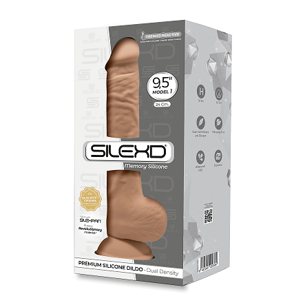 Silexd 9.5 Inch Model 1 Caramel Premium Silicone Dildo Dual Density