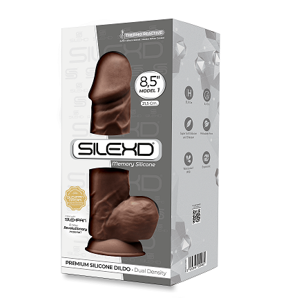 Silexd 8.5 Inch Brown Realistic Dual Density Silicone Dildo with Suction Cup Base