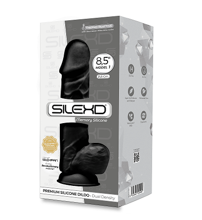 Silexd 8.5 Inch Black Realistic Dual Density Silicone Dildo with Suction Cup Base